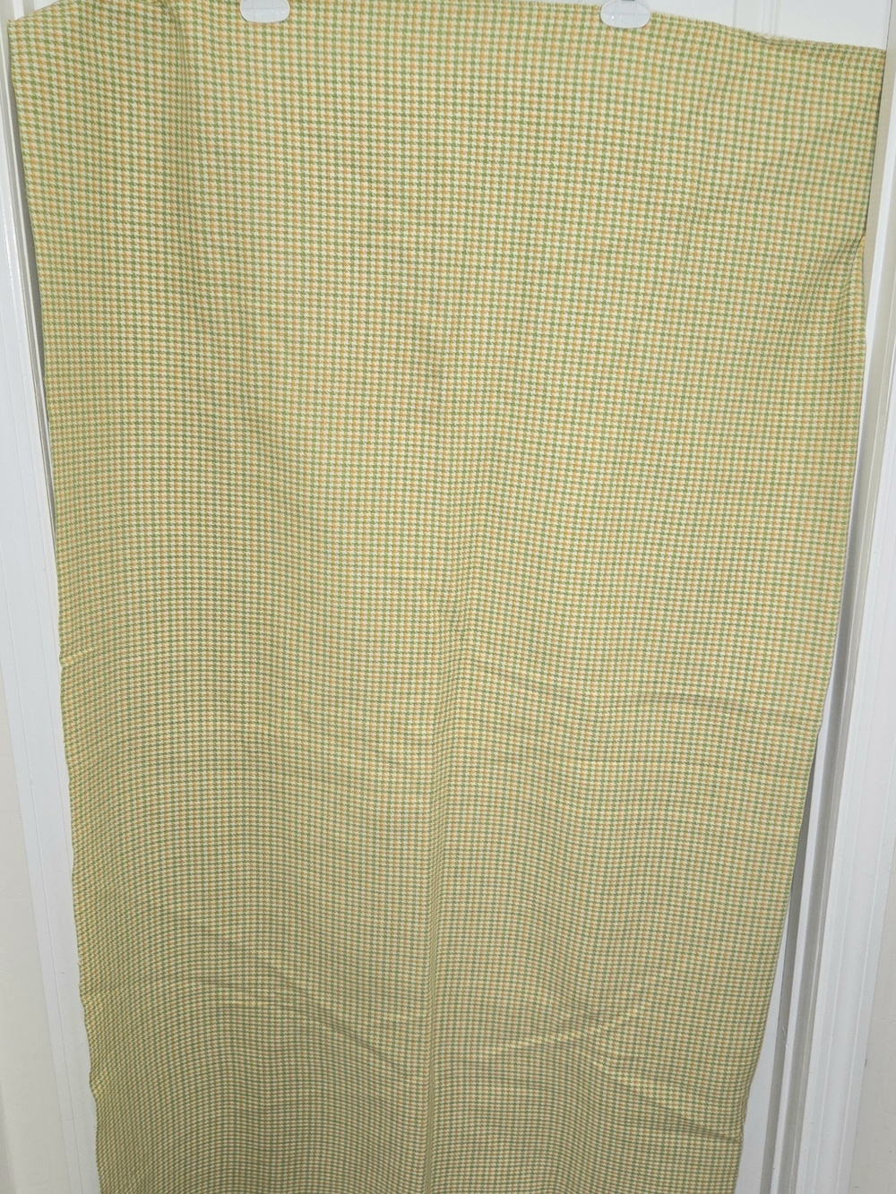 Green Orange Remnant Fabric Houndstooth Checked Fabric with Raw Edge 65"×53" PIC